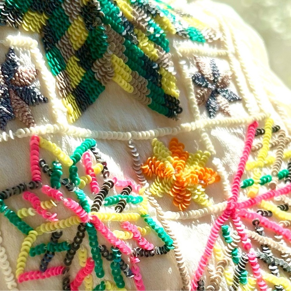 Anthropologie Tanvi Kedia Gauze Dolman Beaded Top - Picture 8 of 9